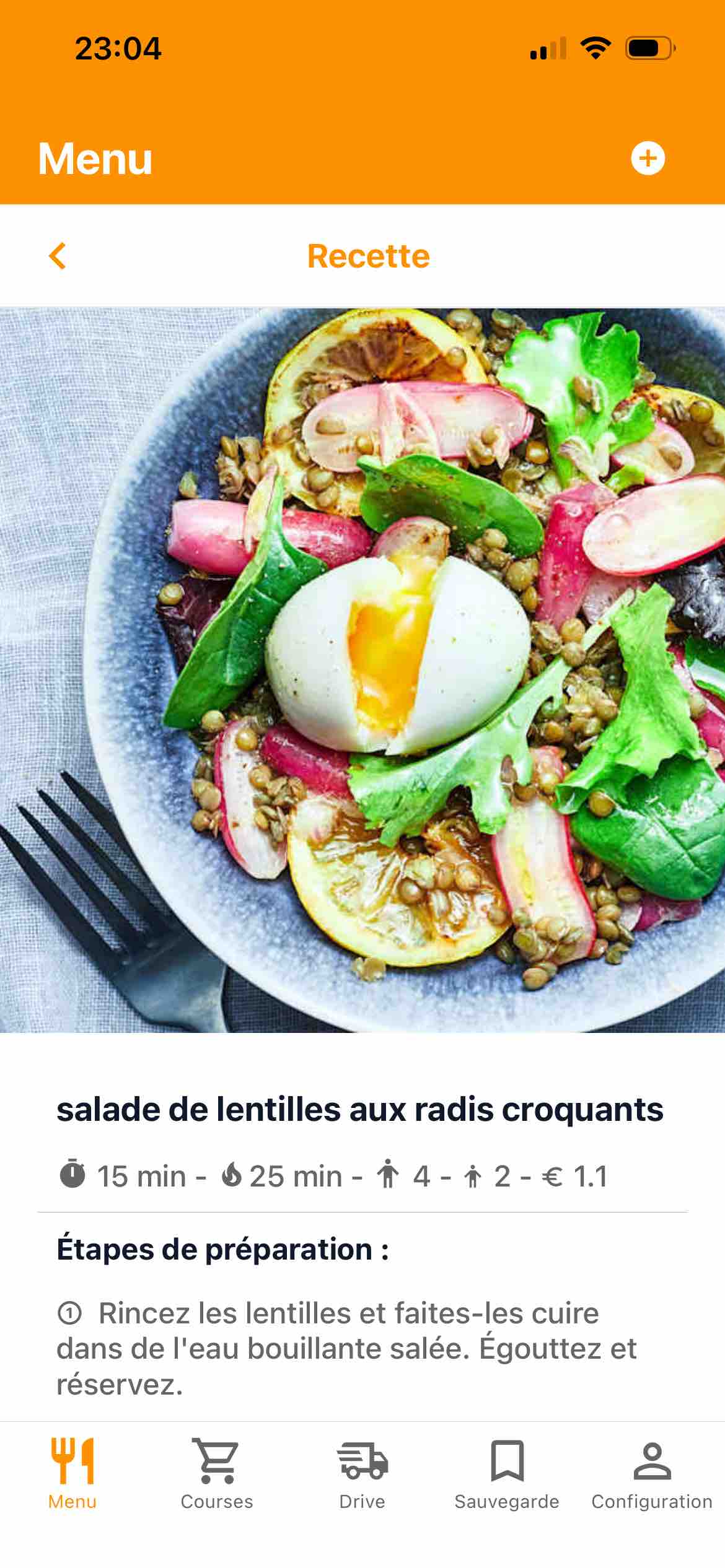 Recette salade de lentilles
